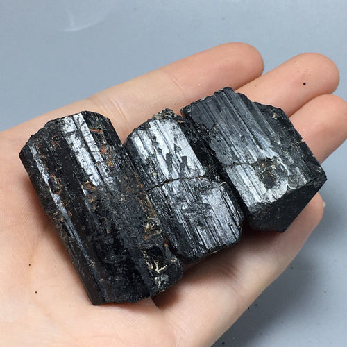 3pcs Raw Black Tourmaline Mineral Specimen Chakra Crystals and stones Metaphysical air cleaning for healing stone
