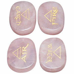 TUMBEELLUWA Crystal Engraved Triangle Symbol Palm Stone Metaphysical Healing Chakra Reiki Balancing,Set of 4