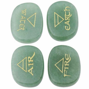 TUMBEELLUWA Crystal Engraved Triangle Symbol Palm Stone Metaphysical Healing Chakra Reiki Balancing,Set of 4